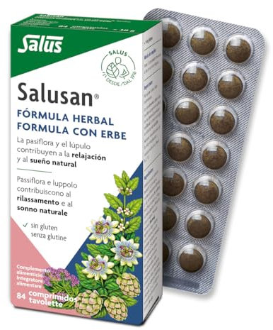 Salus - Salusan Complemento Alimenticio - 84 Comprimidos - Contribuye a la Relajación y Ayuda a Conciliar el Sueño - Contiene Extractos de Valeriana, Pasiflora, Melisa y Lúpulo