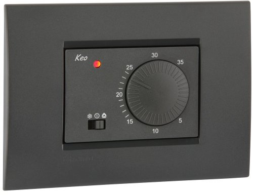 VEMER VN170700 KEO-B Termostato da Incasso con Manopola, Alimentazione a Batterie, Grigio Antracite e Bianco
