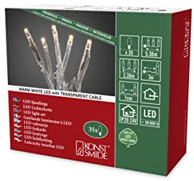 Konstsmide 6352-123 Micro LED-ljuskedja/för inomhus- (IP20)/24 V inomhustranformator-/35 varma vita dioder/transparent kabel, varmvit