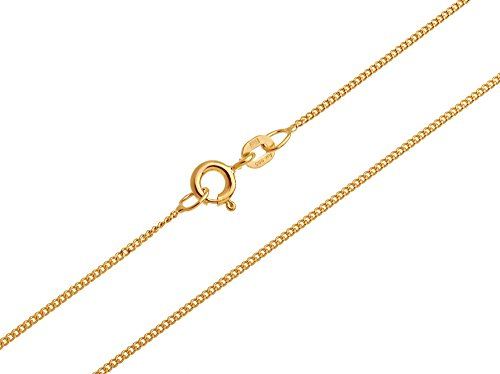 Silberketten Store Panzerkette Gold 585 Damen 45cm I filigrane Goldkette Damen hochglanz 1mm Stärke I hochwertige Echtgold Halskette für Frauen mit Federring Verschluss