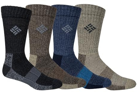 Columbia EXTENDED SIZE Basic Thermal w/Mesh and Arch Support Socks, Multi Assorted, M 13-15, 4 Pair