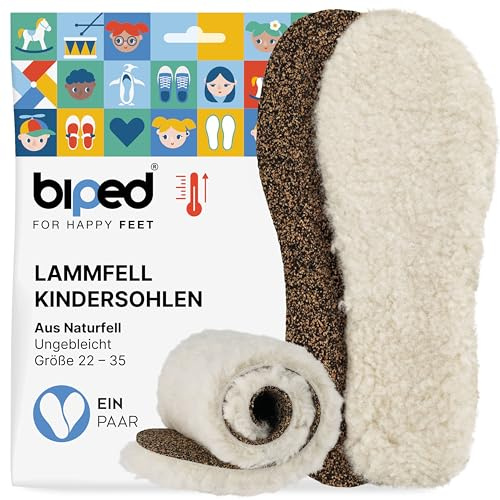 biped solette in pelle d'agnello premium per bambini - Non colorate, con sughero e gomma riciclata nella parte inferiore - Solette riscaldanti in pelle d'agnello z1024(30-31)