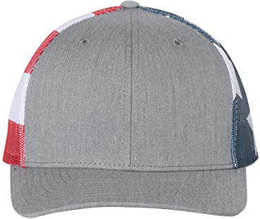 Richardson Printed Mesh-Back Trucker Cap One Size Heather Grey/Stars & Stripes
