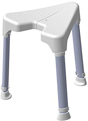 Dietz Duschhocker TAYO dreieckig mit Hygieneausschnitt höhenverstellbar, rutschsicher, platzsparend aus Kunststoff für Bad