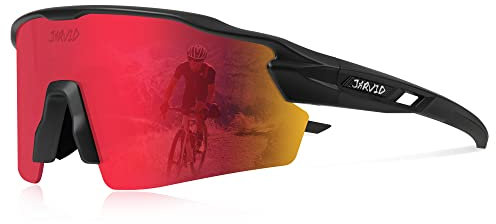 JARVID Lunettes de Cyclisme Polarisées avec 4 lentilles Lunettes de soleil de Sport pour Femmes Hommes Course à Pied Baseball Pêche Conduite JVDD02