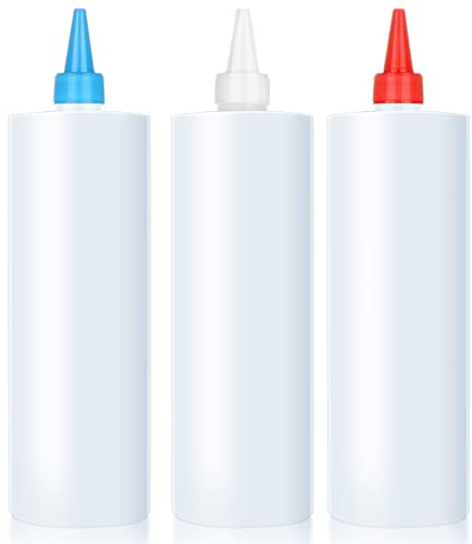 LAOJU Quetschflasche aus Kunststoff Squeeze Flasche Squeeze Condiment Flaschen 3 Stück 500ml Plastik Quetschflaschen mit Kappen Auslaufsicher Liquid-Flaschen Aufbewahrungsbehälter für Soße Olivenöl