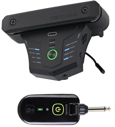 Wireless Acoustic Guitar Pickup Resonance Preamp Pickup Creative Vibration System Enhance Guitar Timbre Built-in Rechargeable Battery Multiple Effects and Style Pattern
