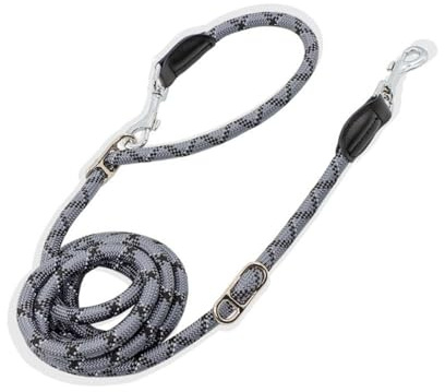 Pawstrip Hands Free Dog Leash - Multifunctional Reflective Waist Leash for Running, Walking, Training - Adjustable Crossbody Nylon Double Leashes for Small Medium Large Dogs (Gray)