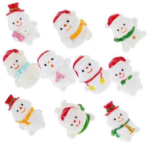 Warmhm 10st Weihnachtsverzierung Schneemann Kuchen Topper Weihnachts-Mini-dekor Miniatur-schneemann Garten-schneemann-Figur Feiertags-schneemannfiguren Kleine Harz Kunsthandwerk Charme