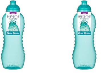 Sistema Twist 'n' Sip Squeeze Sports Water Bottle | Leakproof Water Bottle | 460 ml | BPA-Free | Assorted Colours (Pack of 2)