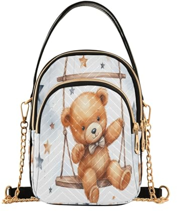 Swing Bear Damen-Umhängetasche, lässig, Kette, Geldbörse, Leder, Schultertaschen für Damen, mehrfarbig, Einheitsgröße