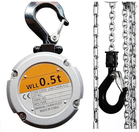 SNBGRYE Kettenzughaken, Tragbarer Handkettenzug, 250 Kg/500 Kg Tragkraft, 3,0m FüHrungskette + 360° Drehbarer Haken, Kettenzug FüR Werkstatt, Garage Und Fabrik, Mikro-Kettenzug Mit Handkurbel,500kg