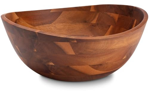 Decorasian Holzschale – edle Akazienholz Schale – Ideal als Salatschüssel aus Holz, Obstschale oder Brotschale – Nachhaltige Holz Schüssel - braun 25.4cm