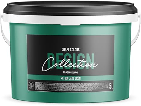 Craft Colors® 5L hochwertige Wandfarbe edelmatt, Kreidefarbe made in Germany, DESIGN Collection No. 688 Jade Grün