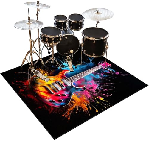 Drum Rug Drum Mat Non Slip Soundproof Carpet 180 x 140 cm, Indoor & Outdoor Drum Carpets for Drummers, Electronic Drum Set Practice Music Rug, Floor Protection Record Pad for Splash Cymbal Stands