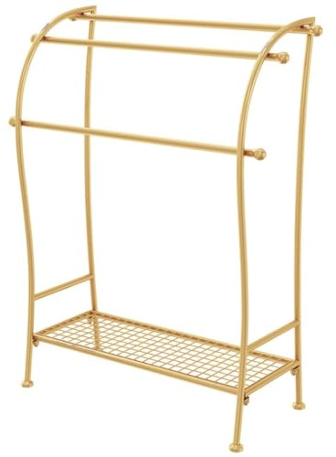 HCZKIUJY Toallero de pie para Mantas, toallero Independiente, toallero Grande de Metal para baño, Soporte con Estante, toallero de 3 Niveles para Colgar Toallas de baño, toallero para Mantas