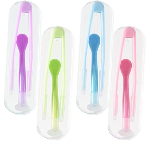 JAZOKA 4 Pcs Contact Lenses Applicator Contact Lens Applicator Kit, Portable Contact Lens Remover Tools with Tweezers & Suction Stick, Storage Case Included, Ideal for Travel and Daily Use(4 colors)