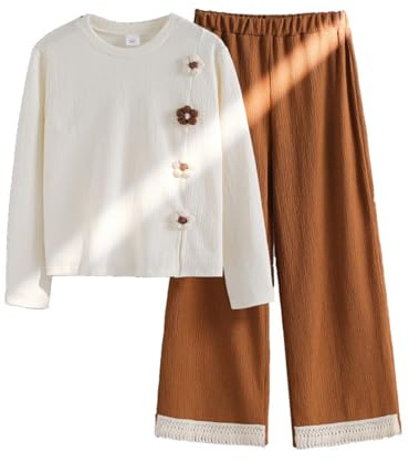 Generisch Mädchen Jogginganzug Kinder Sweatshirt und Jogginghose Set Kinder Freizeitanzug Sport Kleidung Set Casual Sportanzug 2 Teiler Outfit Kuschel Klamotten Trainingsanzug für 8-12 Jahre Alt
