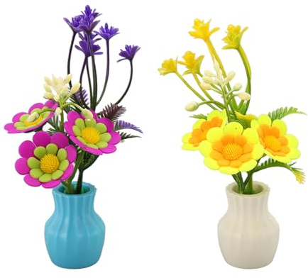 UUNPODDO Piante acquatiche artificiali da 2 pezzi, piante da acquario in stile vaso in resina fluorescente dai colori vivaci, decorazioni per acquari con scene subacquee vivaci, per l'home