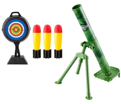 FewNvWa 3 Pièces Lanceur de Fusée Jeu Mortier avec Panche Mousse Effets Sonores Montage Simple Convient Aux Jeux Extérieurs Garçons Filles, Vert