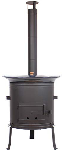 GRILLPLANET Gulaschkessel Gulaschkanone mit 30 Liter Gulaschkessel und Deckel emailliert Korpus 1,2mm Stark