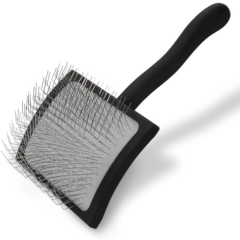 Chris Christensen Big K Dog Slicker Brush for Dogs (Goldendoodles, Labradoodles, Poodles), Groom Like a Professional, Fluff Detangle Style, Saves Time Energy, Black, Large