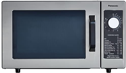 Panasonic NE-1025F Compact Light-Duty Commercial Microwave Countertop Oven with 6-Minute Electronic Dial Control Timer, Bottom Energy Feed, 1000W, 0.8 Cu. Ft. Capacity Silver