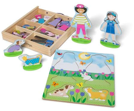 Melissa & Doug Best Friends Magnetic Dress-Up Wooden Dolls Pretend Play Set (78 pcs)