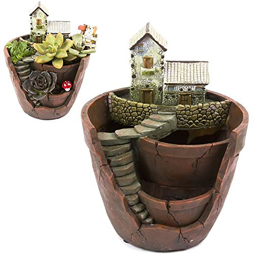 XUELIEE Creative Plants Flower Pot Artificial Plants DIY Food Decorated with Mini Hanging Fairy Garden and Sweet House for Holiday Decoration and Gift