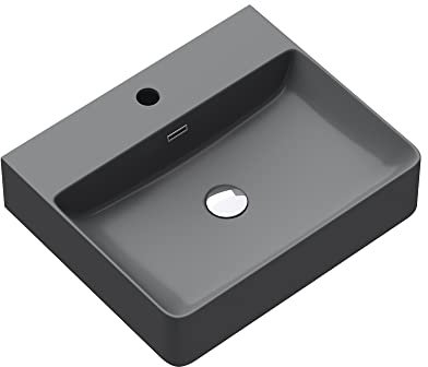 Mai & Mai Waschbecken Aufsatzwaschbecken Meissen201 Waschtisch Anthrazit matt aus Keramik 50x42x12cm inkl. Nano-Beschichtung