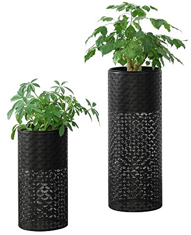 [en.casa] Pflanzständer Virton 2er Set Blumenständer-Set Pflanztopfhalter in 2 Größen Metall Schwarz
