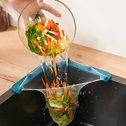 Küchenspüle Sieb, Spülbecken Abflusssieb, Spüle Lebensmittel Auffangbehälter, Eckspüle Siebkorb, Spüle Müllhalter Filter mit Resten Filterbeutel (1 Halter + 100 Filter Netzbeutel + 1 Beutel