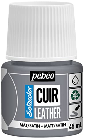 Pebeo - Setacolor Cuero - Pintura acrílica para cuero y polipiel - Personalización de bolsos, zapatos, zapatillas - Resistente a arañazos, dobleces y roces -Acabado mate/satinado -Gris hormigón -45 ml