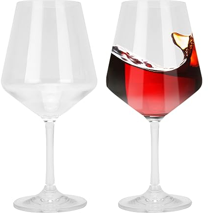 Verres à Vin Rouge Acrylique 450ML 2 Pièces - EUBSWA Incassable Verre à Vin Grand Verre à Vin Rouge, Verres à Vin Acrylique Cadeaux pour Femmes
