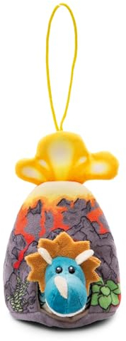 NICI Kuscheltier Dino Cerastupsy Petrol 12cm - 2in1 Flauschiges Dino Kuscheltier im Vulkan für Mädchen, Jungen & Babys, Dino Stofftier mit Loop – 49462