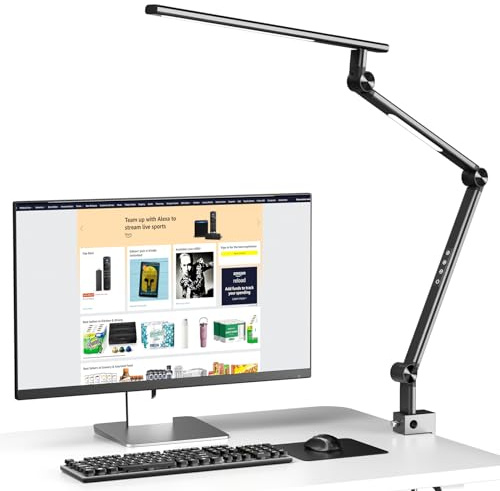 VERSKI Lampe de bureau LED, intensité variable 18 W, lampe de bureau pour la maison, le bureau, protection des yeux, lampe de lumière du jour, 5 températures de couleur et luminosité réglables