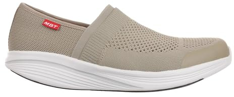MBT NIWASI SLIP ON Zapatillas de Deporte para Hombre sin Cordones. Deportivas Caminar Anatómicas y Cómodas. Calzado Fisiológico de Confort y Estabilidad con Suela Curva. Sneakers Modernas. Color Beige