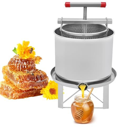 guoyjmm Manuelle Honigschleuder, Edelstahl-Weinfruchtpresse Mit T-Förmigem Griff, Honigpresse Für Die Herstellung Von Wein, Honig, Saft, Pfefferöl Oil