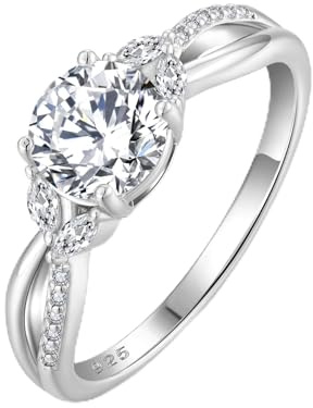 FJ Infinity Promise Ring for Her 18K White Gold Plated 925 Sterling Silver Engagement Ring Wedding Anniversary Eternity Rings for Women