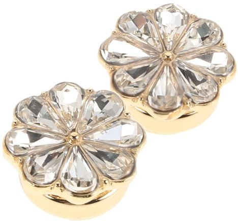 LIFKOME Boutons De Manchette Pour Femme En Alliage Avec Strass Design Floral Élégant 2 Pièces Accessoires Pour Chemise Et Robe Formelle