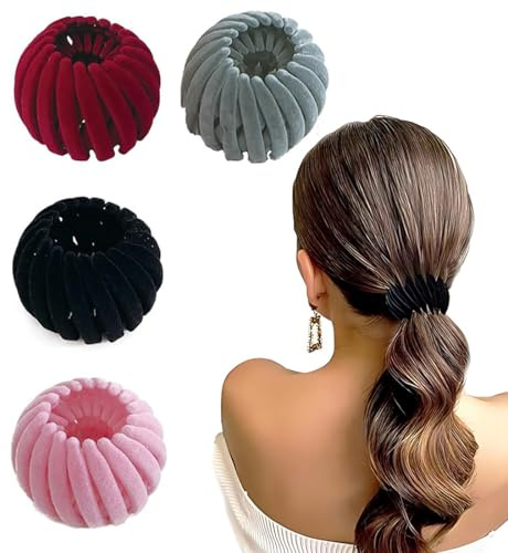 XUZOPIM 4 Piezas Nido Pájaro Pinzas Para Cabello,Clip De Pelo En Nudo Pájaro Retráctil Y Delicado Clips De Soporte De Cola De Caballo Para Uso Diario, Baño, Fiesta, Citas, Compras, Trabajo, Viajes