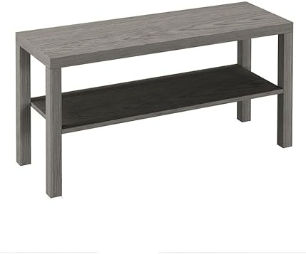 URBNLIVING 2 Tier TV Bench Entertainment Media Stand Cabinet Wooden Storage Display Unit Center Shelf, Modern TV Console Table for Living Room Bedroom - Cedar Grey, H45cm x W90cm x D30cm