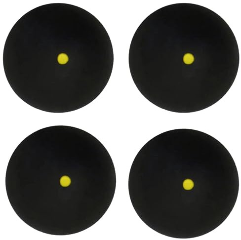 BnyHjir 4 Pack Squash Balls, 38mm, Single Yellow Dot, Red Dot, Soft Rubber, High Bounce, Training, Elite, Intermediate, Beginner, Junior Competition