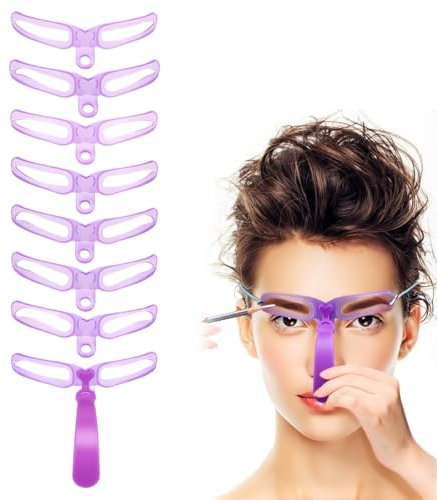 OUDQFCJ 8 Stück Wiederverwendbare Augenbrauen Schablonen Für Anfänger, DIY Augenbrauen Stempel, Brauenpinsel, 3D Schablone Augenbrauen Karte