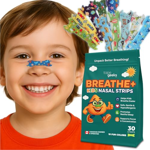 TapeGeeks Nasal Strips for Kids Nose Strips for Breathing Nasal Strip for Reducing Snoring Boys and Girls, Mix Colors
