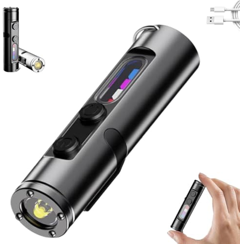 Taclite Mini - The Ultimate Everyday Micro Tool, Wiederaufladbare Magnetische Superhelle LED Taktische Taschenlampe mit Hutclip, Mini Schlüsselanhänger Taschenlampe Wasserdicht für Outdoor (Schwarz)