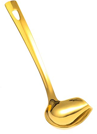 UKCOCO Cuchara de Salsa Inoxidable con Mango para Cocina Cucharón de Sopa para Hogar y Restaurantes Accesorio Práctico y Resistente para Lavavajillas Color Dorado