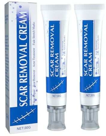 Lot de 2 crèmes pour vergetures - 60 g de pommade pour cicatrices - Pour une belle peau - Pour le visage et le corps - Aide en cas de vergetures et de cicatrices - Améliore l'apparence de la peau