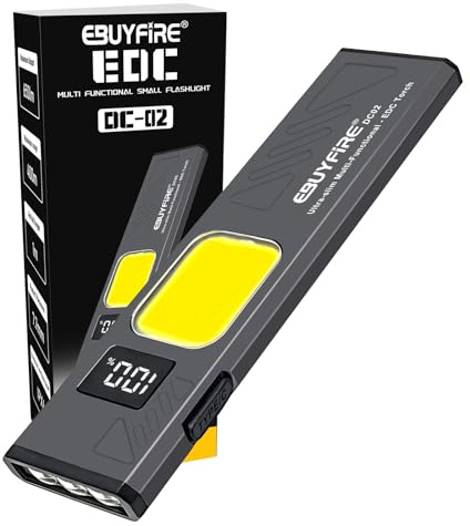 EBUYFIRE Linternas Led Alta Potencia Ultradelgada de Doble Luz y Luz Roja, Linterna Magnética con Pinza,7.7mm COB, 6+2 Modos de Luz, Linterna Potente para Camping, Senderismo, Emergencias
