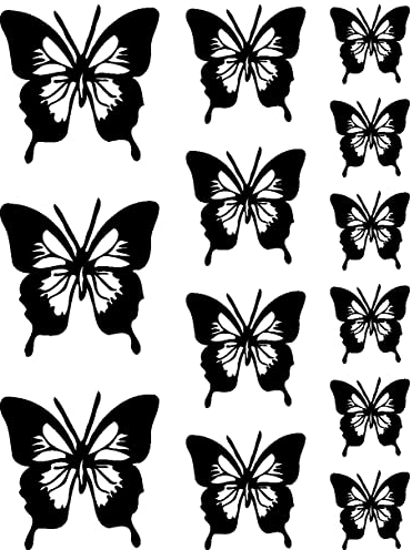 Samunshi® Schmetterling Aufkleber Set No.8 6x3,5cm4x5cmund3x7cm schwarz